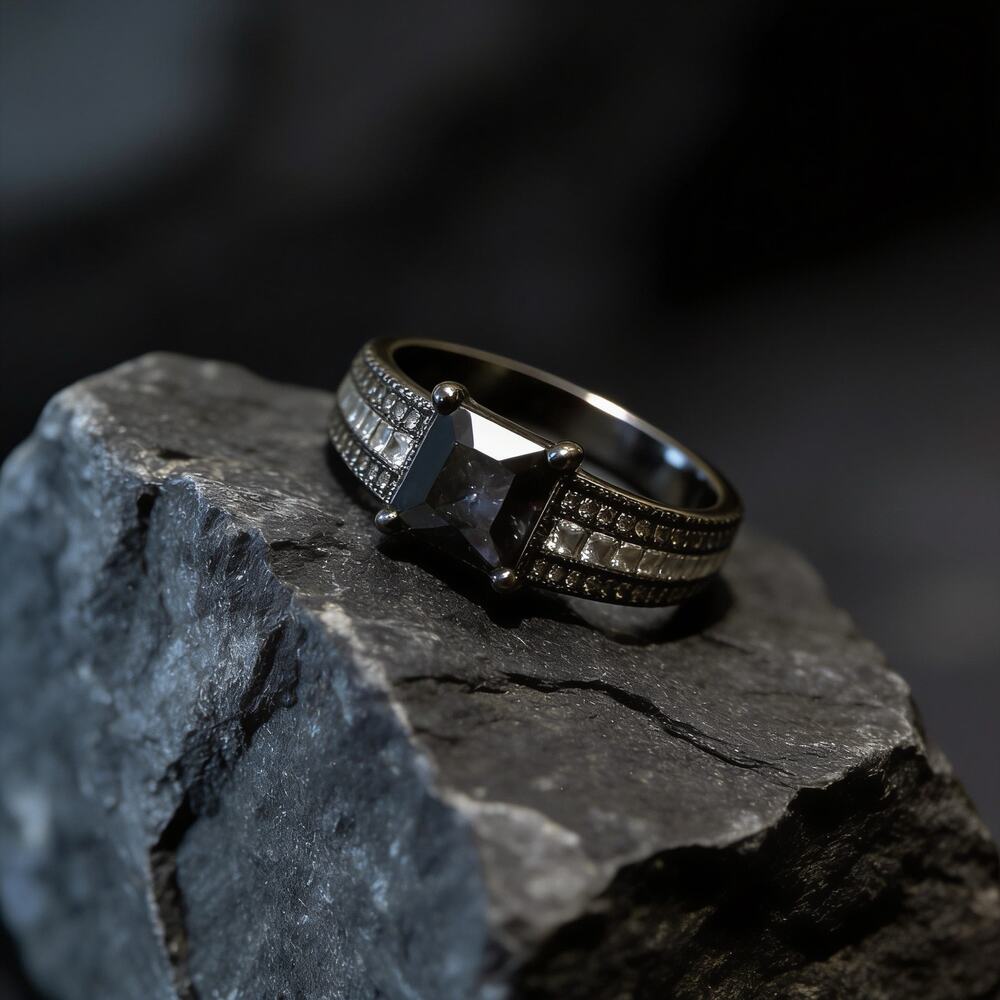 Dark Crystal Solitare Ring